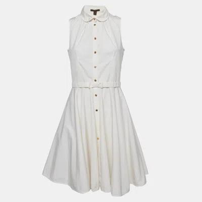 Pre-owned Louis Vuitton White Cotton Sleeveless Mini Dress M