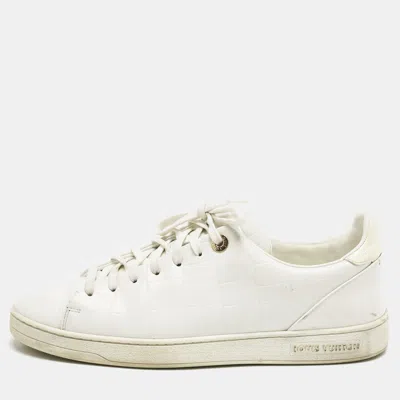 Pre-owned Louis Vuitton White Croc Embossed Leather Frontrow Sneakers Size 40