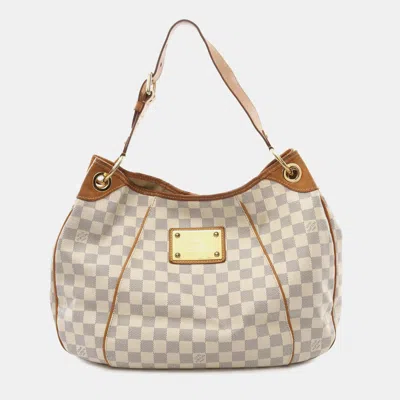 Pre-owned Louis Vuitton White Damier Azur Canvas Galliera Pm Hobo Bag