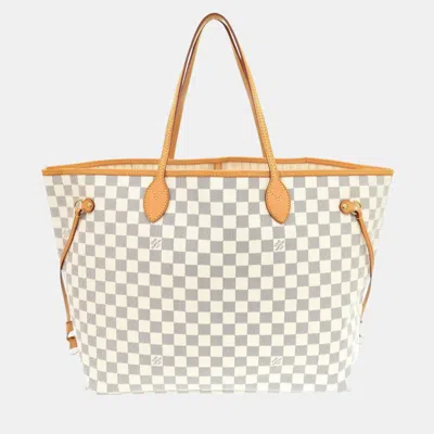 Pre-owned Louis Vuitton White Damier Azur Canvas Neverfull Gm Tote Bag