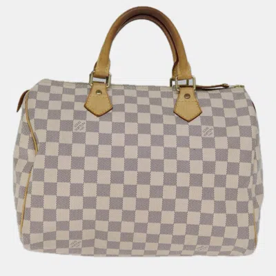 Pre-owned Louis Vuitton White Damier Azur Canvas Speedy 30 Satchel