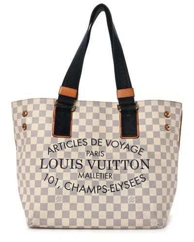 Pre-owned Louis Vuitton White Damier Azur Coated Canvas Beach Cabas Pm (authentic Pre-  Loved)