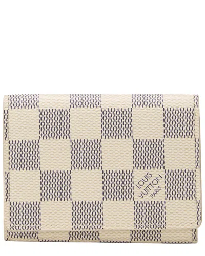 Pre-owned Louis Vuitton White Damier Azur Coated Canvas Card Holder (authentic Pre-  Loved)