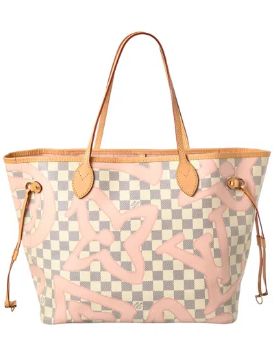Pre-owned Louis Vuitton White Damier Azur Coated Canvas Damier Azur Tahitienne Neverfull Mm (authentic Pre-lov