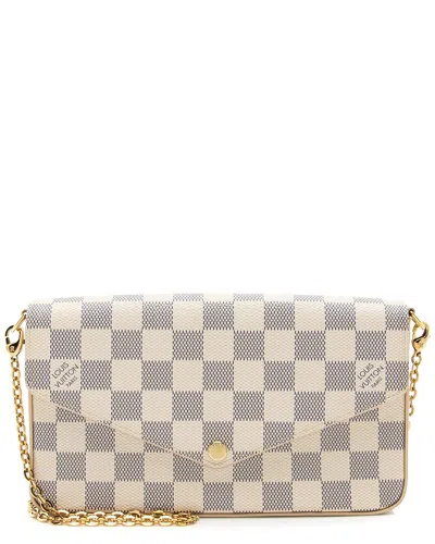 Pre-owned Louis Vuitton White Damier Azur Coated Canvas Felicie Pochette (authentic Pre-  Loved)