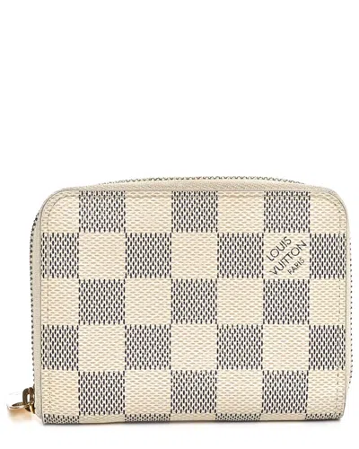 Pre-owned Louis Vuitton White Damier Azur Coated Canvas Zippy Coin Purse (authentic Pre-loved)