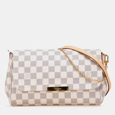Pre-owned Louis Vuitton White Damier Azur Favorite Mm