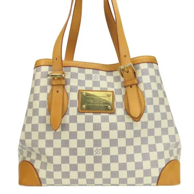 Pre-owned Louis Vuitton White Damier Azur Leather Tote Bag ()