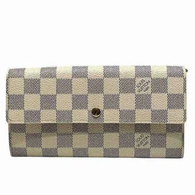 Pre-owned Louis Vuitton White Damier Azur Long Wallet (bi-fold) ()