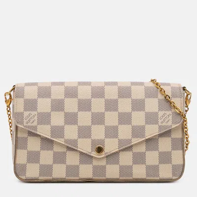 Pre-owned Louis Vuitton White Damier Azur Pochette Felicie