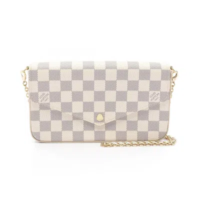 Pre-owned Louis Vuitton White Damier Azur Pochette Pouch Shoulder Bag ()
