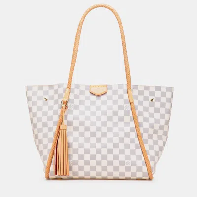 Pre-owned Louis Vuitton White Damier Azur Propriano Tote