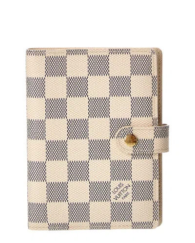 Pre-owned Louis Vuitton White Damier Azur Small Ring Agenda Cover (authentic Pre-loved)