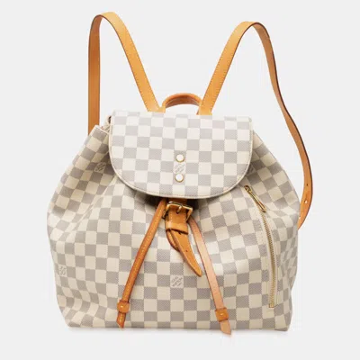 Pre-owned Louis Vuitton White Damier Azur Sperone Backpack