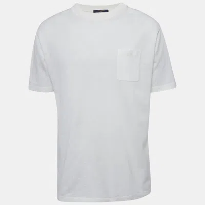 Pre-owned Louis Vuitton White Damier Jersey Crewneck T-shirt Xl