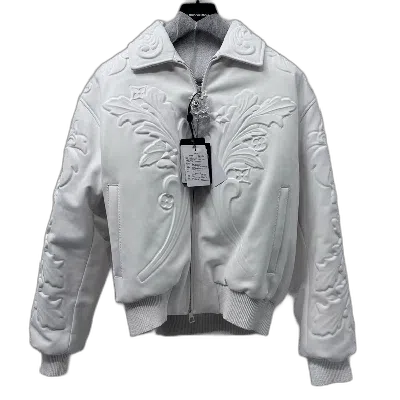 Pre-owned Louis Vuitton White Embossed Jacket