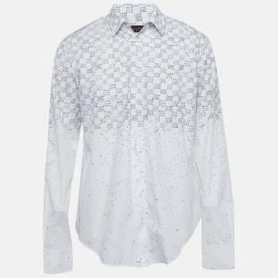 Pre-owned Louis Vuitton White Fading Damier Cotton Long Sleeve Shirt Xl