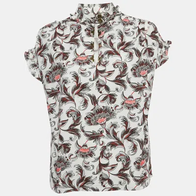 Pre-owned Louis Vuitton White Floral Print Cotton Top M