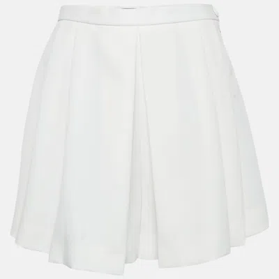 Pre-owned Louis Vuitton White Gabardine Pleated Mini Skirt M