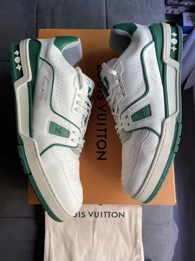 Pre-owned Louis Vuitton White Green Og Trainer Sneaker