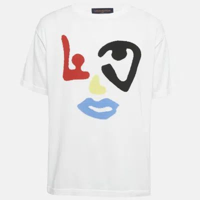 Pre-owned Louis Vuitton White Intarsia Knit Sweatshirt L