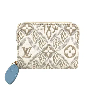 Pre-owned Louis Vuitton White Jacquard Coin Purse/coin Case ()
