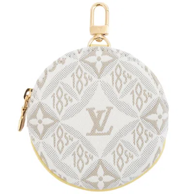 Pre-owned Louis Vuitton White Jacquard Coin Purse/coin Case ()