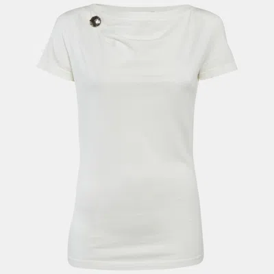 Pre-owned Louis Vuitton White Jersey Cap Sleeve T-shirt Xs