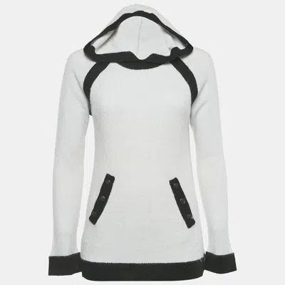 Pre-owned Louis Vuitton White Knit Long Sleeve Hoodie M