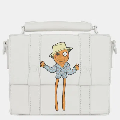 Pre-owned Louis Vuitton White Lambskin Leather Scarecrow Flap Soft Messenger Trunk