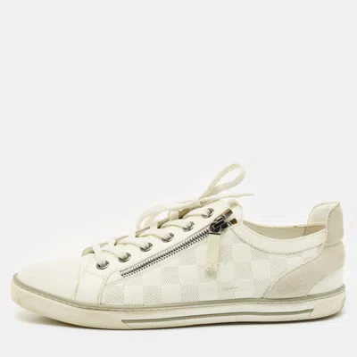 Pre-owned Louis Vuitton White Leather And Suede Frontrow Low Top Sneakers Size 42