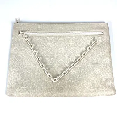 Pre-owned Louis Vuitton White Leather Clutch Bag Pochette Pouch ()