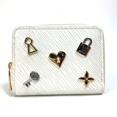 Pre-owned Louis Vuitton White Leather Coin Purse/coin Case ()
