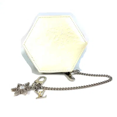 Pre-owned Louis Vuitton White Leather Coin Purse/coin Case ()