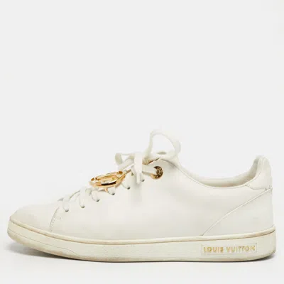 Pre-owned Louis Vuitton White Leather Frontrow Lace Up Sneakers Size 36