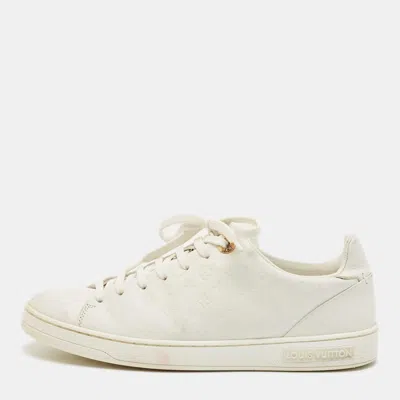 Pre-owned Louis Vuitton White Leather Frontrow Low Top Sneakers Size 37.5