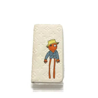 Pre-owned Louis Vuitton White Leather Long Wallet (bi-fold) ()