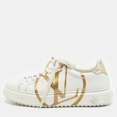 Pre-owned Louis Vuitton White Leather Time Out Low Top Sneakers Size 38
