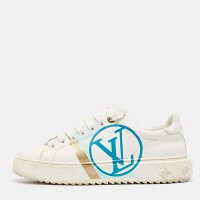 Pre-owned Louis Vuitton White Leather Time Out Sneakers Size 38
