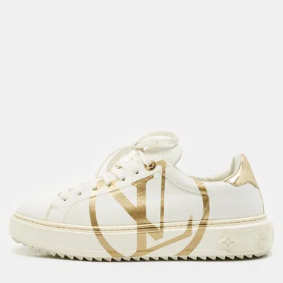 Pre-owned Louis Vuitton White Leather Time Out Sneakers Size 40