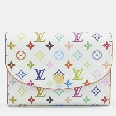 Pre-owned Louis Vuitton White Leather X Murakami Rosalie Coin Purse