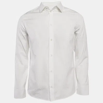 Pre-owned Louis Vuitton White Logo Monogram Cotton Long Sleeve Shirt M
