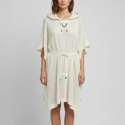 Pre-owned Louis Vuitton White Mesh Knit Hooded Poncho L