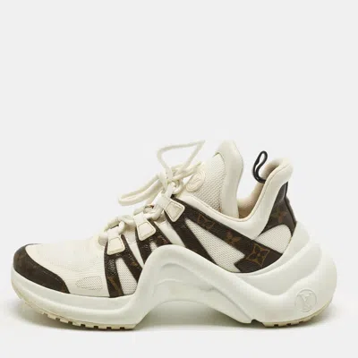 Pre-owned Louis Vuitton White Monogram Canvas And Leather Archlight Low Top Sneakers Size 39.5
