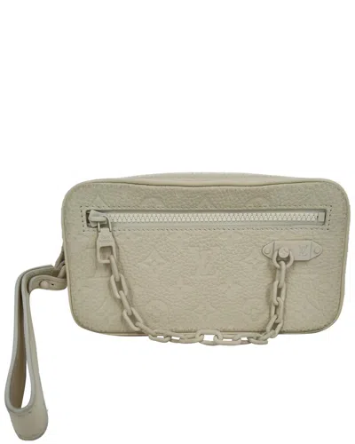 Pre-owned Louis Vuitton White Monogram Canvas Pochette Volga (authentic Pre-loved)