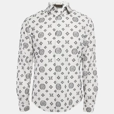 Pre-owned Louis Vuitton White Monogram Fil-coupe Cotton Shirt M