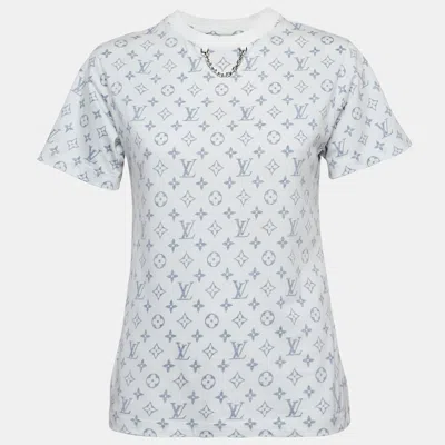 Pre-owned Louis Vuitton White Monogram Jersey T-shirt Xs