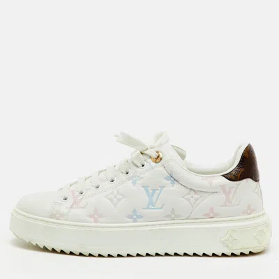 Pre-owned Louis Vuitton White Monogram Leather Time Out Sneakers Size 39