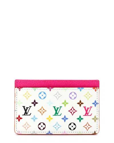 Pre-owned Louis Vuitton White Monogram Multicolor & Leather X Takashi Murakami Card  Holder (authentic Pre-lov