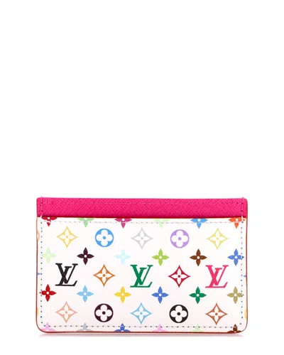 Pre-owned Louis Vuitton White Monogram Multicolor & Leather X Takashi Murakami Card  Holder (authentic Pre-lov